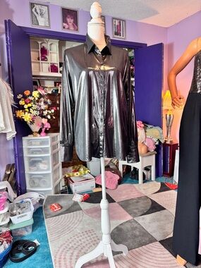 Anthropologie Shimmering Gunmetal Blouse